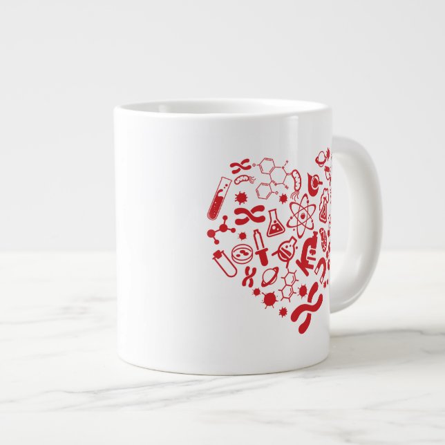 Space And Science Heart Large Coffee Mug (Front Right)