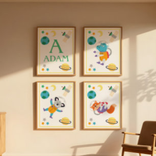 Space Animals Art Print Hippo