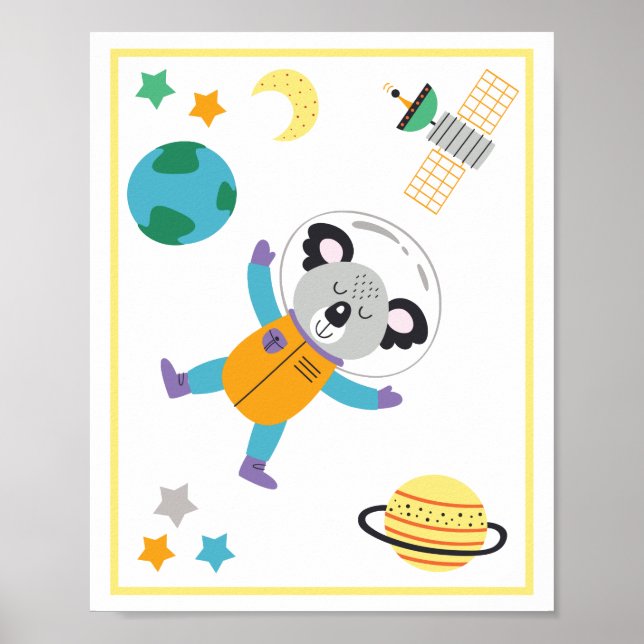 Space Animals Art Print Koala (Front)