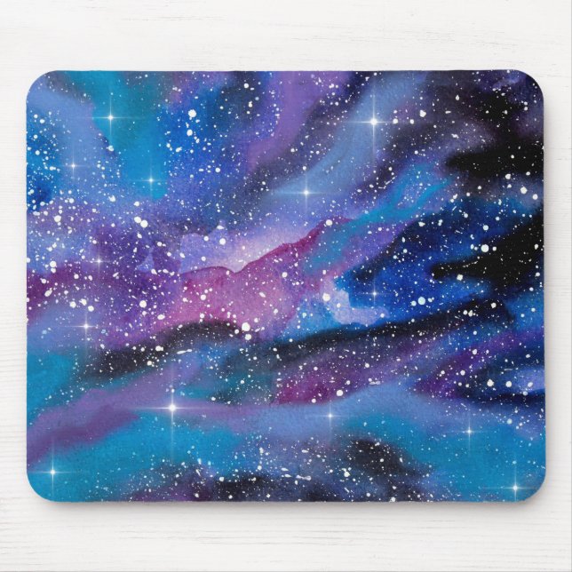 Space Art Watercolor Galaxy Mouse Pad (Front)