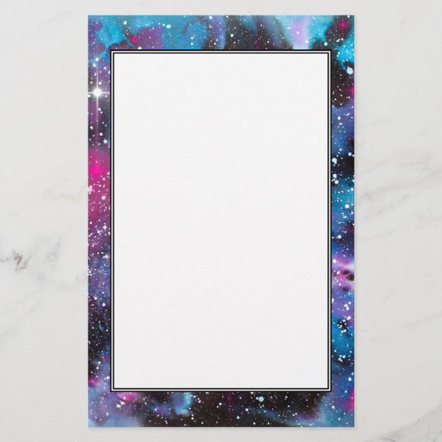 Space Art Watercolor Galaxy Stationery (Front)