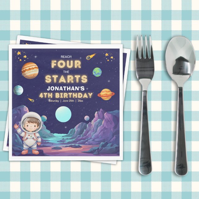 Space Astronaut 4th Birthday Napkins (Creator Uploaded)