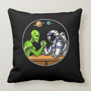 Space Astronaut Alien Arm Wrestling Funny Cosmic Cushion