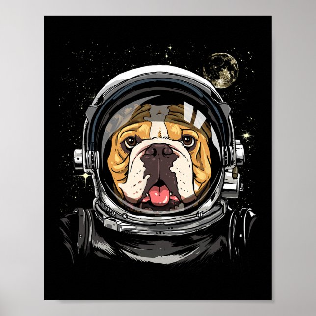 Space Astronaut American Bulldog Galaxy Astronomy  Poster (Front)