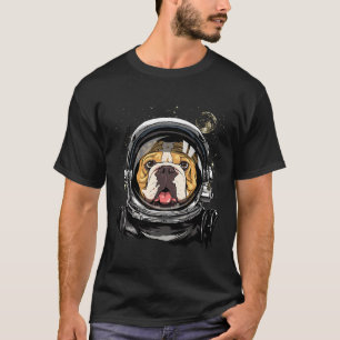 Space Astronaut American Bulldog Galaxy Astronomy  T-Shirt