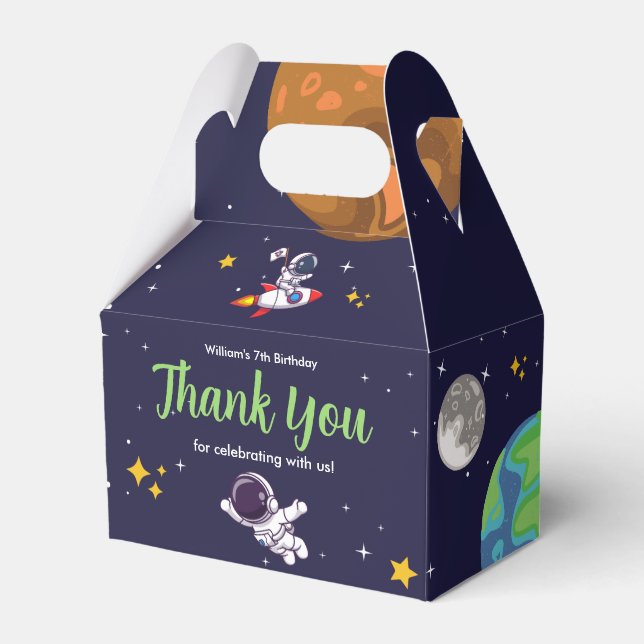 Space Astronaut Any Age Birthday Party Favour Box (Front Side)