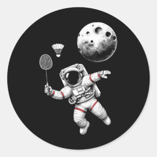 Space Astronaut Badminton Player Shuttle Sport _9  Classic Round Sticker