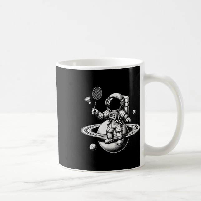 Space Astronaut Badminton Player Shuttle Sport  Coffee Mug (Right)