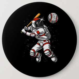 Space Astronaut Baseball Player Cosmic Planet 6 Cm Round Badge