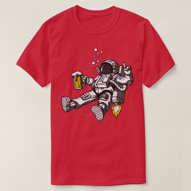 Space Astronaut Beer Drinking Party Funny Cosmic M T-Shirt (Design Front)