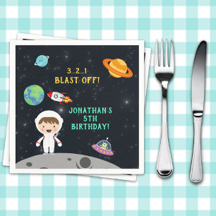 Space Astronaut Birthday Party-Blast Off Design" Napkin