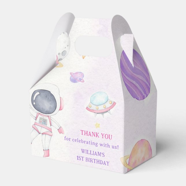 Space Astronaut Birthday Party Favour Box (Front Side)