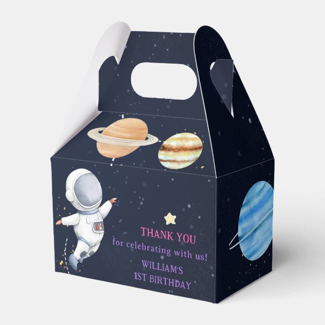 Space Astronaut Birthday Party Favour Box (Front Side)