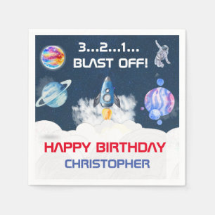 Space Astronaut Birthday party Napkin