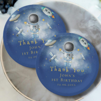 Space Astronaut Boy rockets ufo stars Birthday Pap Paper Plate