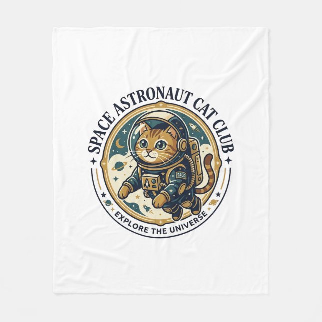 Space Astronaut Cat Cat Dad Gift Idea - Space Astr Fleece Blanket (Front)