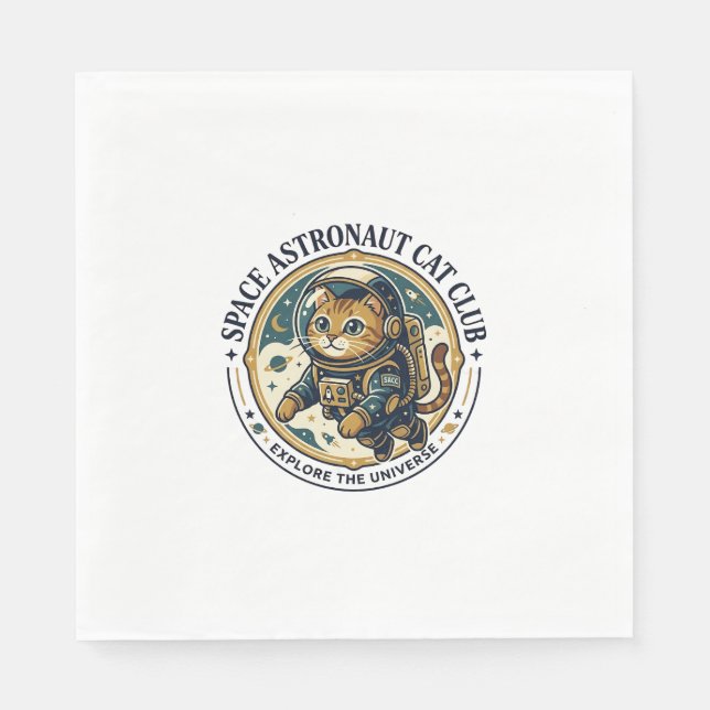 Space Astronaut Cat Cat Dad Gift Idea - Space Astr Napkin (Front)
