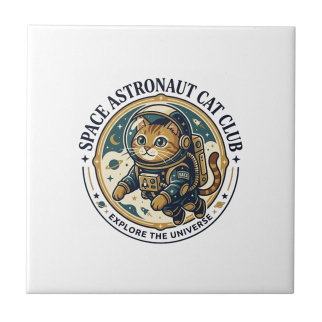 Space Astronaut Cat Cat Dad Gift Idea - Space Astr Tile (Front)