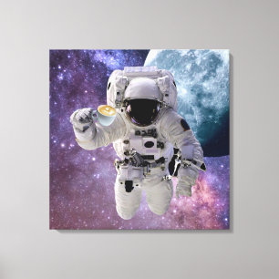 Space, Astronaut, Coffee Lover Canvas Print