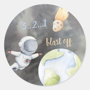 Space Astronaut Cupcake Topper Classic Round Stick Classic Round Sticker