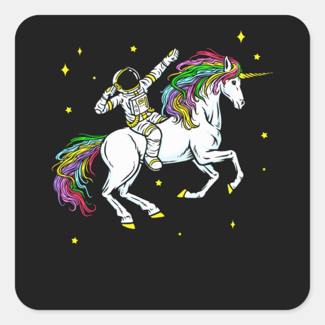 Space Astronaut Dabbing Unicorn Cosmos Gift Square Sticker (Front)