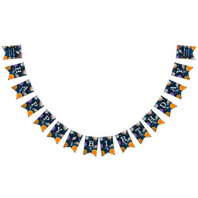 Space Astronaut First Birthday Party Bunting (All)