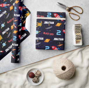 Space Astronaut First Birthday Party Wrapping Paper