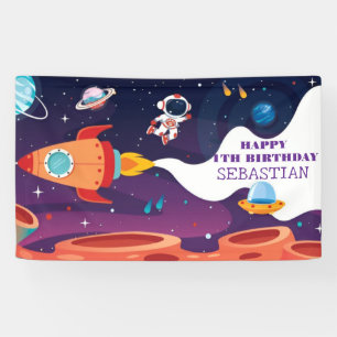 Space Astronaut galaxy planets boy Birthday Party Banner