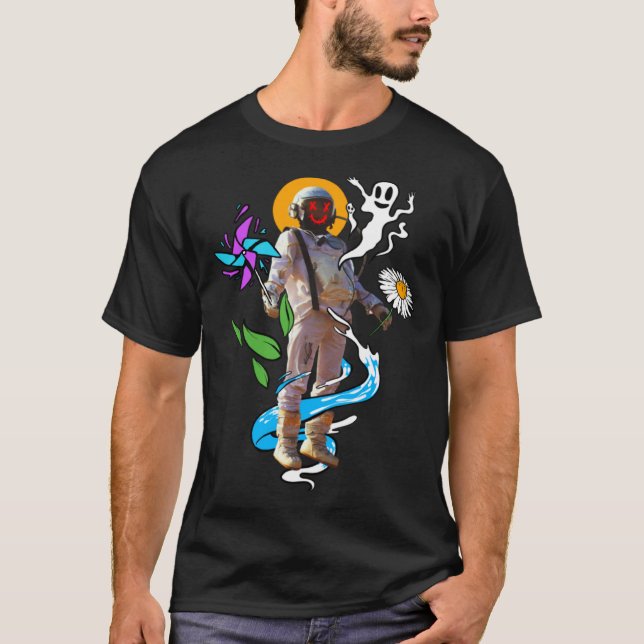 Space astronaut ghosts flower T-Shirt (Front)