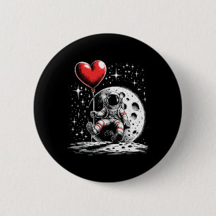 Space Astronaut Heart Bylloon Valentine's Day Vale 6 Cm Round Badge