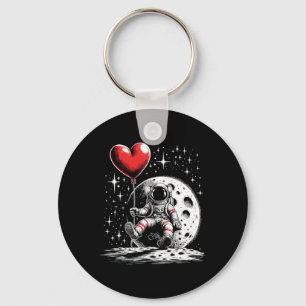 Space Astronaut Heart Bylloon Valentine's Day Vale Key Ring