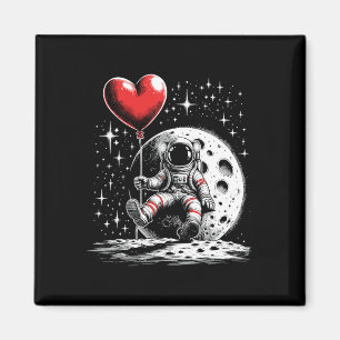 Space Astronaut Heart Bylloon Valentine's Day Vale Magnet