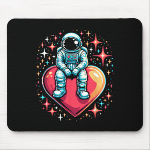 Space Astronaut Heart Bylloon Valentine's Day Vale Mouse Pad
