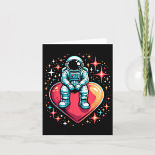 Space Astronaut Heart Lloon Valentine's Day Valent Card