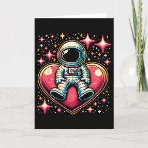 Space Astronaut Heart Lloon Valentine's Day Valent Card