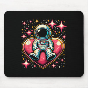 Space Astronaut Heart Lloon Valentine's Day Valent Mouse Pad