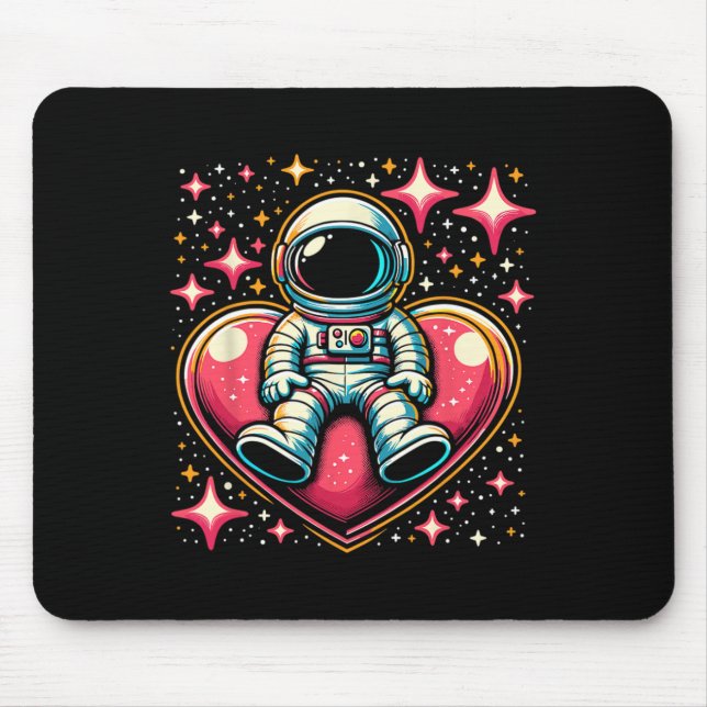 Space Astronaut Heart Lloon Valentine's Day Valent Mouse Pad (Front)