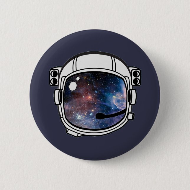 Space Astronaut Helmet 6 Cm Round Badge (Front)