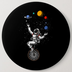 Space Astronaut Juggling Planets Cosmic Astronomy 6 Cm Round Badge