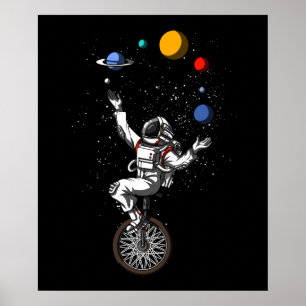 Space Astronaut Juggling Planets Cosmic Astronomy Poster