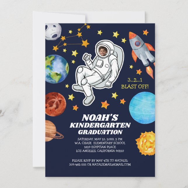 Space Astronaut Kindergarten Graduation Invitation (Front)