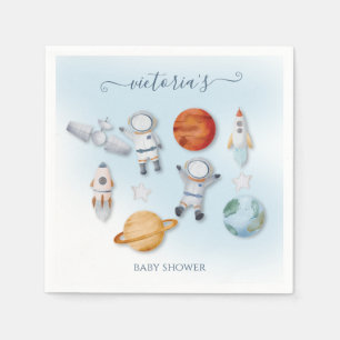 Space Astronaut Mobile Baby Shower Napkin