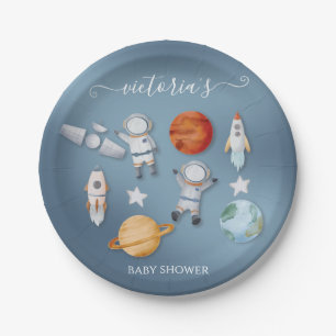 Space Astronaut Mobile Baby Shower Paper Plate