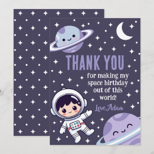 Space Astronaut   Outer Space Galaxy Planets Stars Thank You Card