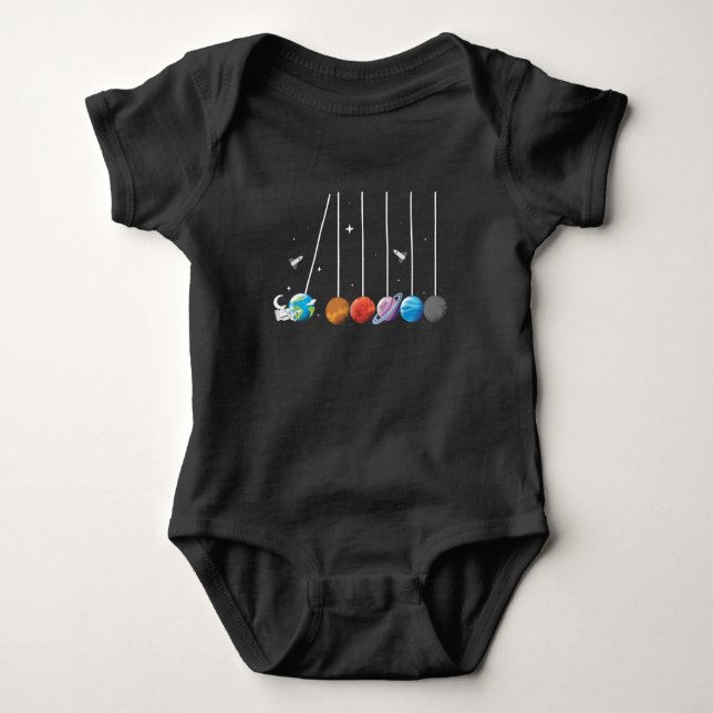 Space Astronaut Pendulum Cradle Rocket Sun System Baby Bodysuit (Front)