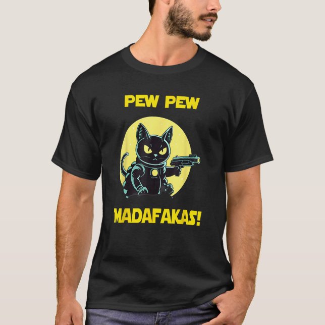 Space Astronaut Pew Madafakas Bombay Cat T-Shirt (Front)