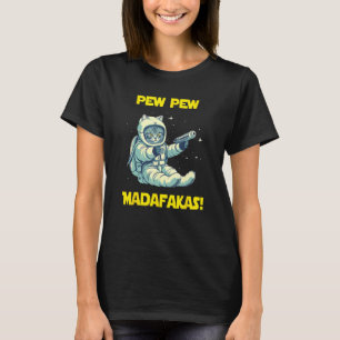 Space Astronaut Pew Madafakas Siberian Cat T-Shirt