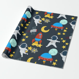 Space Astronaut Planet  Wrapping Paper