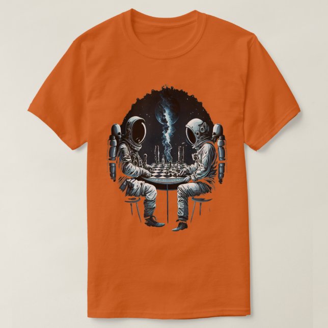 Space Astronaut Playing Chess Astronomy Spaceman 2 T-Shirt (Design Front)
