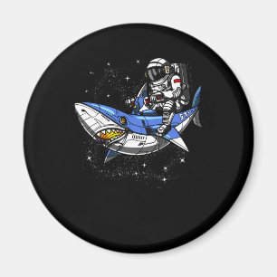 Space Astronaut Riding Cosmic Shark Galaxy Magnet